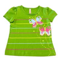 Blusa Manga Curta Menina Cativa Estampa Borboleta Em Glitter