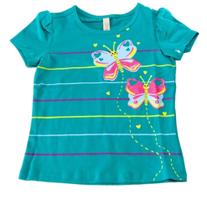 Blusa Manga Curta Menina Estampa Borboleta Em Glitter Cativa