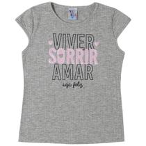 Blusa Manga Curta MESCLA CINZA - INFANTIL - MENINA - Malha Canelada 46306-567