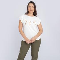 Blusa Manga Curta Muscle Algodão Bordada Moda Elegante Top Blusa Manga Curta Muscle Algodão Bordada Moda Elegante Top