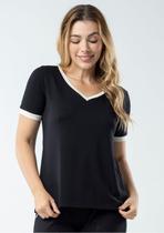 Blusa Manga Curta Pau a Pique Básica Preto