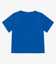 Blusa Manga Curta Plus Size Secret Glam Azul Blusa Manga Curta Plus Size Secret Glam Azul
