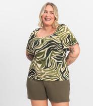 Blusa Manga Curta Plus Size Secret Glam Verde