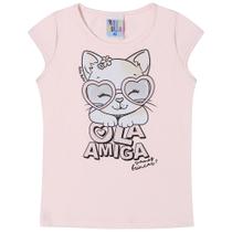 Blusa Manga Curta ROSÊ - PRIMEIROS PASSOS - MENINA - Cotton 46204-11