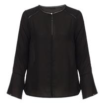 Blusa Manga Flare com Fenda Preto Blusa Manga Flare com Fenda Preto