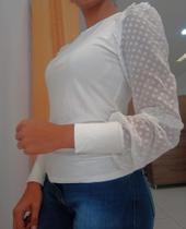 Blusa manga fofa branca Blusa manga fofa branca