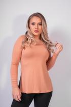 Blusa Manga Longa Abertura Lateral Nude Sintonia Blusa Manga Longa Abertura Lateral Nude Sintonia