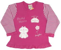 Blusa Manga Longa Algodão Gato Bordado Nº 1 Ao 3 linda