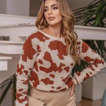 Blusa Manga Longa Animal Print Vaca Moda Feminina Blusa Manga Longa Animal Print Vaca Moda Feminina