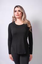 Blusa Manga Longa Arredondada Preto Sintonia Blusa Manga Longa Arredondada Preto Sintonia