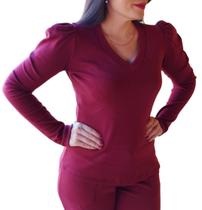 Blusa Manga Longa Bufante Princesa em Moletinho 100% Algodão Conforto