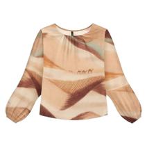 Blusa manga longa bufante viscose estampada lunender 67727