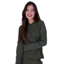 Blusa Manga Longa Canelada de Inverno Capuz Confi - c6 ESTER