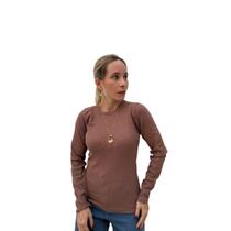 Blusa manga longa canelada
