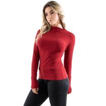 Blusa Manga Longa Canelada Vermelha