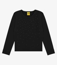 Blusa Manga Longa Com Aplicação Strass Rovi Kids Preto