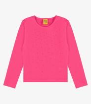 Blusa Manga Longa Com Aplicação Strass Rovi Kids Rosa
