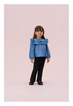 Blusa Manga Longa com Franjas Jeans Petit Cherie
