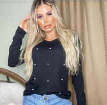 Blusa manga longa com Perolas