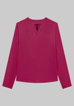 Blusa Manga Longa Com Recorte V Decote Lunender 67447