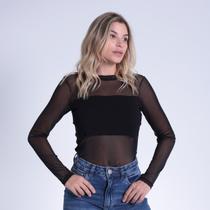 Blusa Manga Longa Com Tule Feminina Revanche Ballsha Blusa Manga Longa Com Tule Feminina Revanche Ballsha