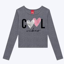 Blusa Manga Longa Cropped Infantil Menina Kyly 1000772