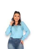 Blusa Manga Longa Elegante Renda Crepe Executiva SKU:BML19
