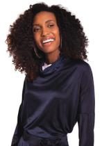 Blusa manga longa em malha gola diferenciada lunender 66370