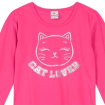 Blusa Manga Longa Em Malha Infantil Menina Rosa Brandili