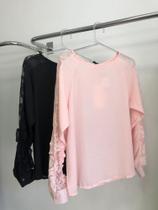 Blusa manga longa em renda Blusa manga longa em renda