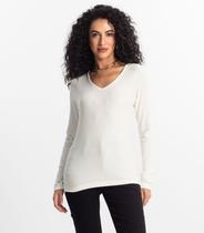 Blusa Manga Longa Em Ribana Canelada Rovitex Bege