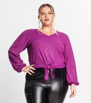 Blusa Manga Longa Em Ribana Canelada Secret Glam Roxo Blusa Manga Longa Em Ribana Canelada Secret Glam Roxo