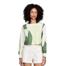 Blusa Manga Longa Em Viscose Decote Canoa