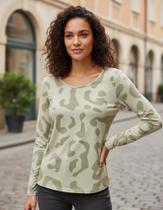 Blusa manga longa em viscose estampada lunender 66374 Blusa manga longa em viscose estampada lunender 66374