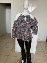 Blusa Manga Longa Estampa Exclusiva Plus Size Marileti - Tamanho: 48/50