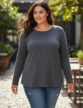 BLUSA MANGA LONGA ESTAMPADA PLUS SIZE G1 AO G5 MALWEE Cor:Mescla ChumboTamanho:G4 BLUSA MANGA LONGA ESTAMPADA PLUS SIZE G1 AO G5 MALWEE Cor:Mescla ChumboTamanho:G4