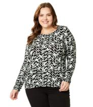 Blusa manga longa estampada plus size g1 ao g5 malwee