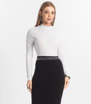 Blusa Manga Longa Feminina Canelada Select Branco