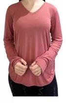 Blusa manga longa feminina fitness decote v graphene g1006