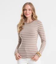 Blusa Manga Longa Feminina Listrada Plus Rovitex Marrom