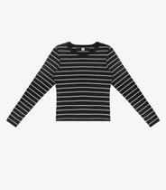 Blusa Manga Longa Feminina Listrada Plus Rovitex Preto