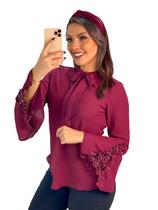 Blusa manga longa feminina moda evangélica linda sku: bml12