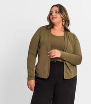 Blusa Manga Longa Feminina Plus Size Secret Glam Verde