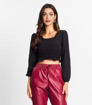 Blusa Manga Longa Feminina Xadrez Endless Preto Blusa Manga Longa Feminina Xadrez Endless Preto