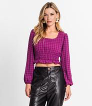 Blusa Manga Longa Feminina Xadrez Endless Roxo Blusa Manga Longa Feminina Xadrez Endless Roxo