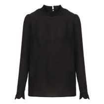 Blusa Manga Longa Gola Babados Preto Blusa Manga Longa Gola Babados Preto