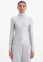 Blusa Manga Longa Gola Shine Cinza- ( 502BL006486)-P Blusa Manga Longa Gola Shine Cinza- ( 502BL006486)-P