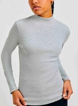 Blusa Manga Longa Hering 4FD5 Feminina Gola Alta Canelada Ribana T. P/XXG