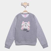 Blusa Manga Longa Infantil For Girl Gatinho Feminina