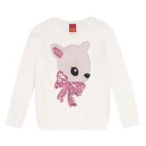 Blusa Manga Longa Infantil Menina Tricô Bordado Lantejoulas - Kyly